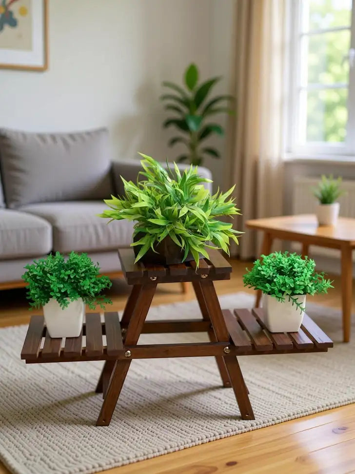 Foldable 3-Tier Wooden Plant Stand