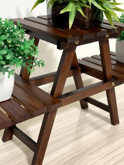 Foldable 3-Tier Wooden Plant Stand