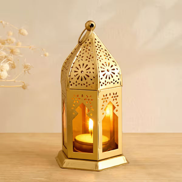 Royal Golden Cutwork Tabletop & Hanging Moroccan Candle Holder