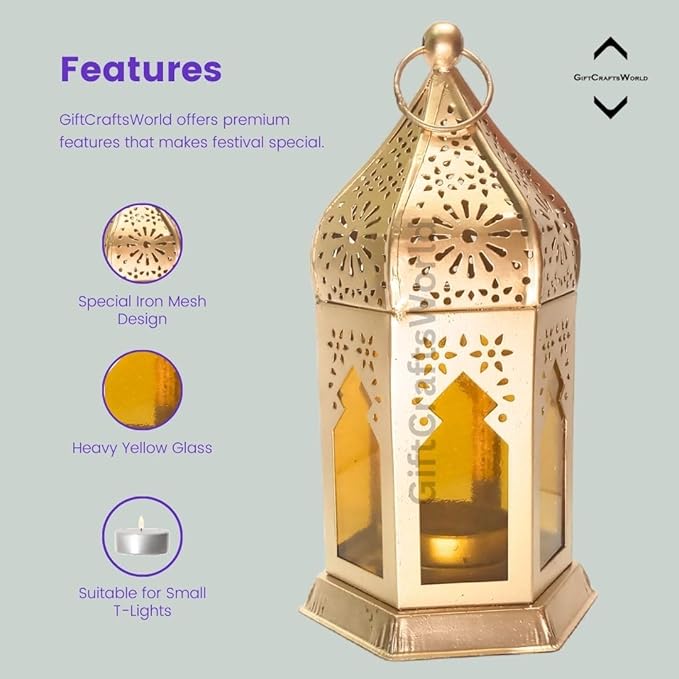 Royal Golden Cutwork Tabletop & Hanging Moroccan Candle Holder