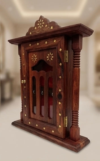 Royal Antique Brass Inlay Wooden Key Holder Cabinet