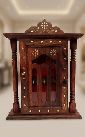Royal Antique Brass Inlay Wooden Key Holder Cabinet