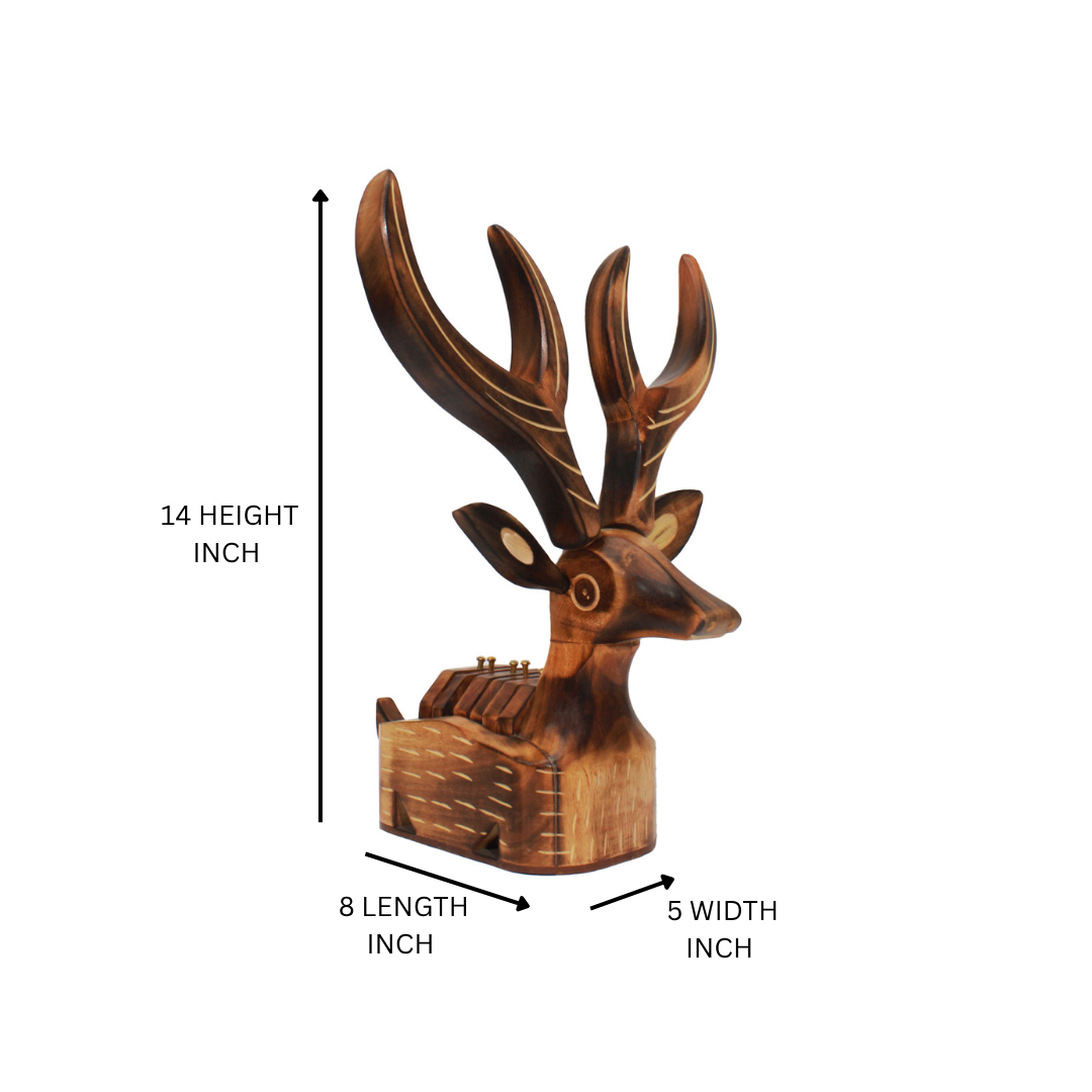 Handcrafted Wooden Deer Coaster Set