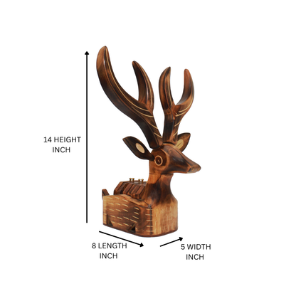 Handcrafted Wooden Deer Coaster Set