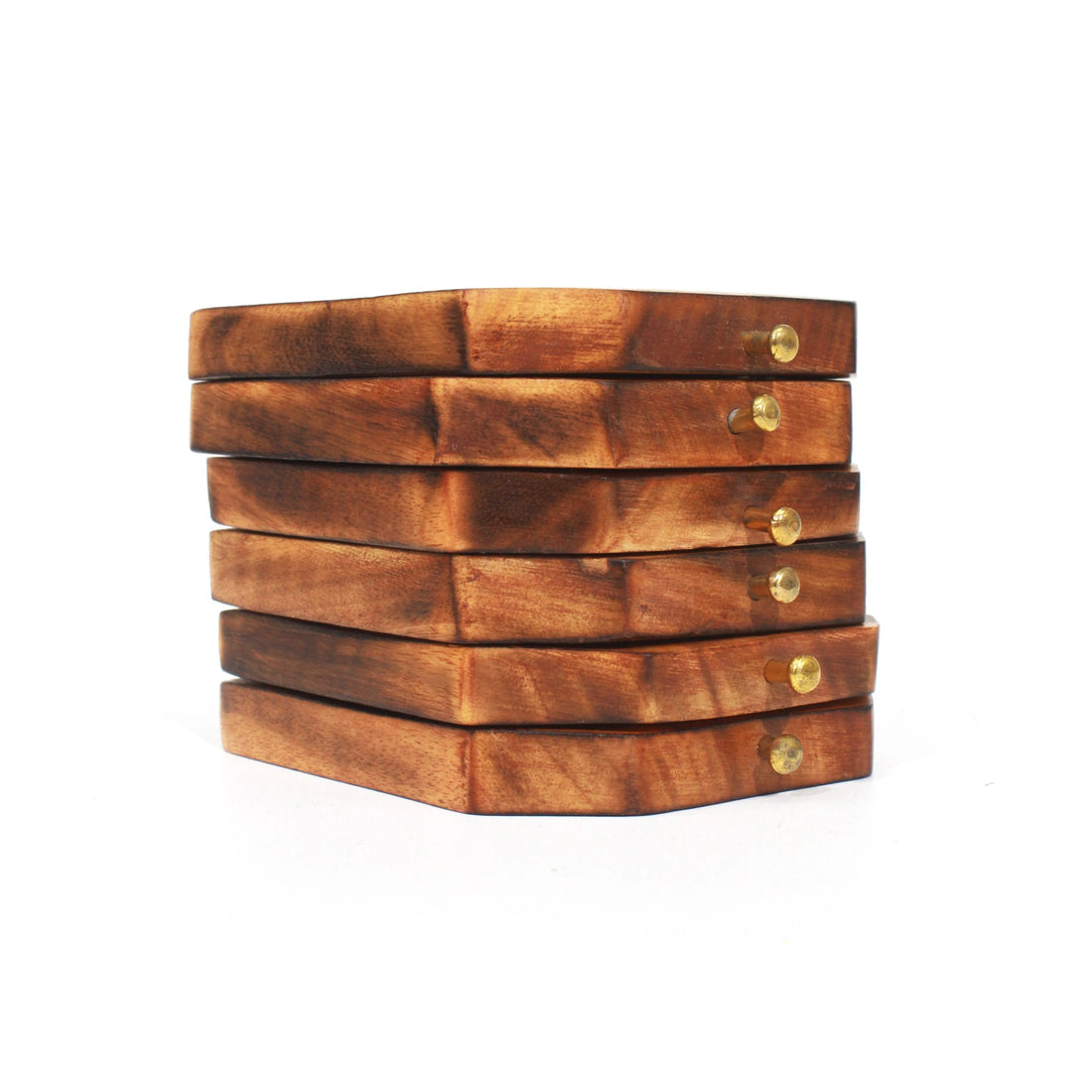 Handcrafted Wooden Deer Coaster Set