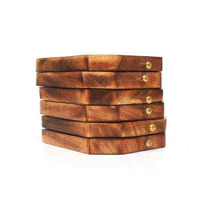 Handcrafted Wooden Deer Coaster Set