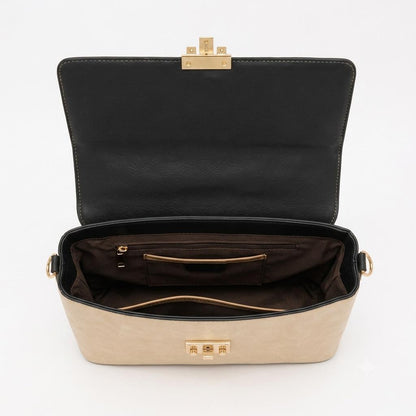 Floral Embroidered Beige Handbag with Bamboo Top Handle